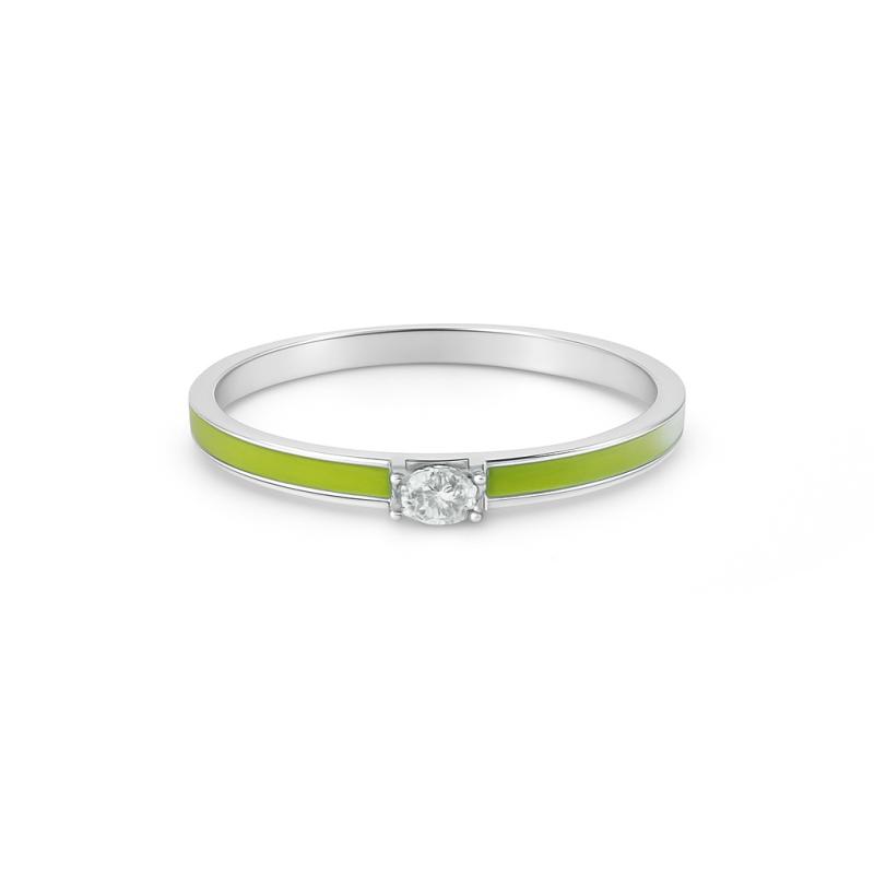 Marquise Diamond Sage Enamel Ring