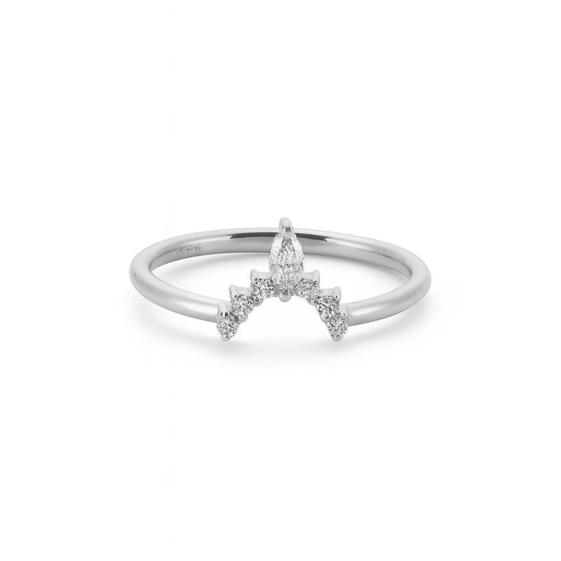 Marquise and Round Diamond Crown Ring