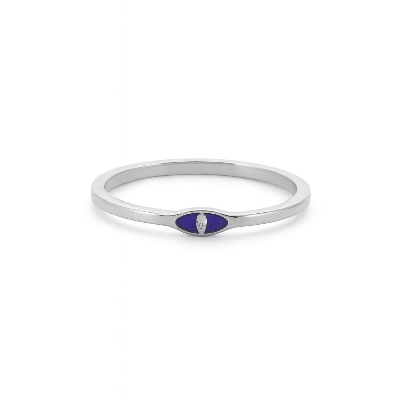 Eye Motif Navy Enamel Diamond Ring