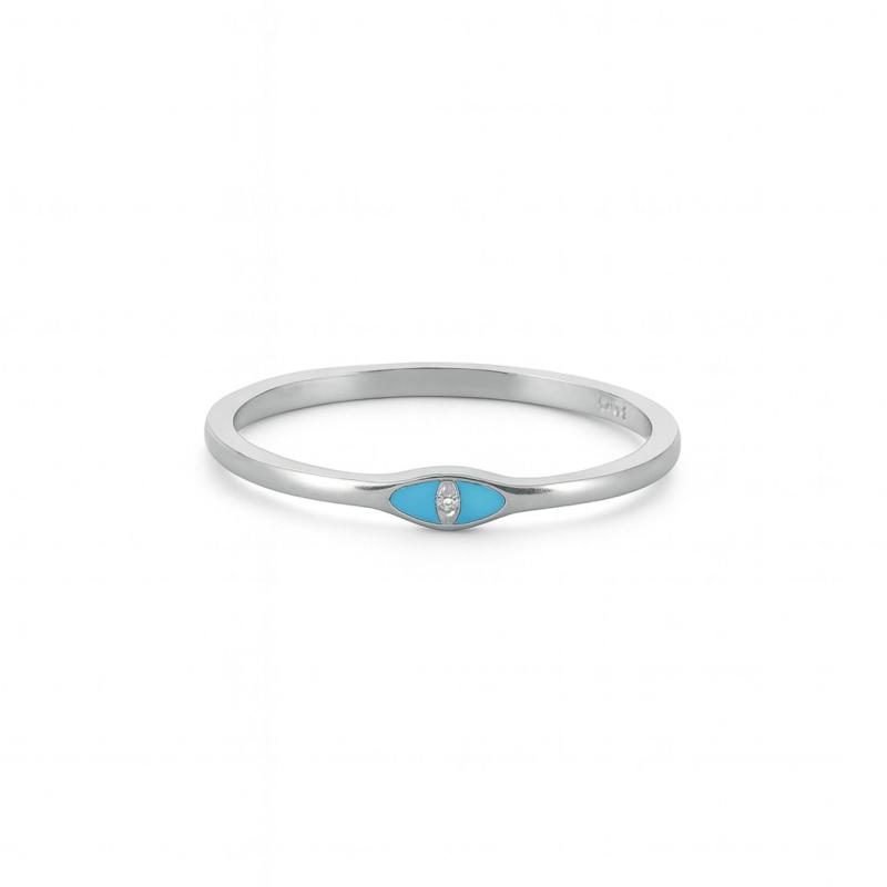 Blue Enamel Eye Ring