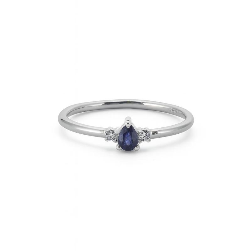 Pear-Shaped Sapphire Ring with Diamond Accents