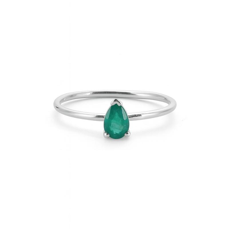 Pear-Shaped Emerald and Diamond Ring