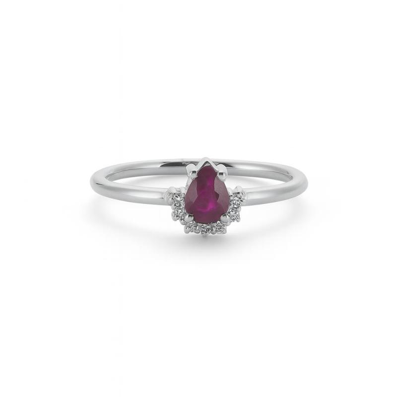 Pear-Shaped Ruby Ring with Diamond Accents