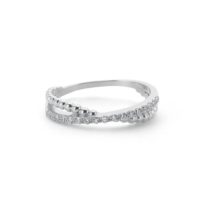 Crossed Band Diamond Ring