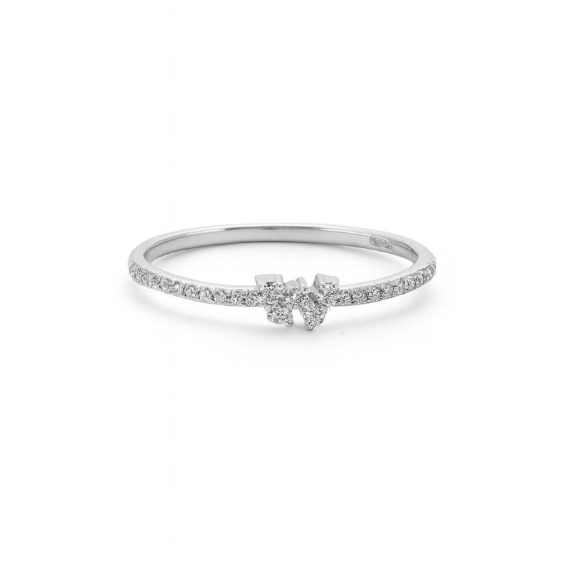 Modern Minimal Side Stone Diamond Ring