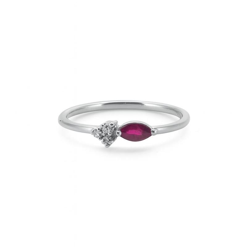 Marquise Ruby Ring with Diamond Accents