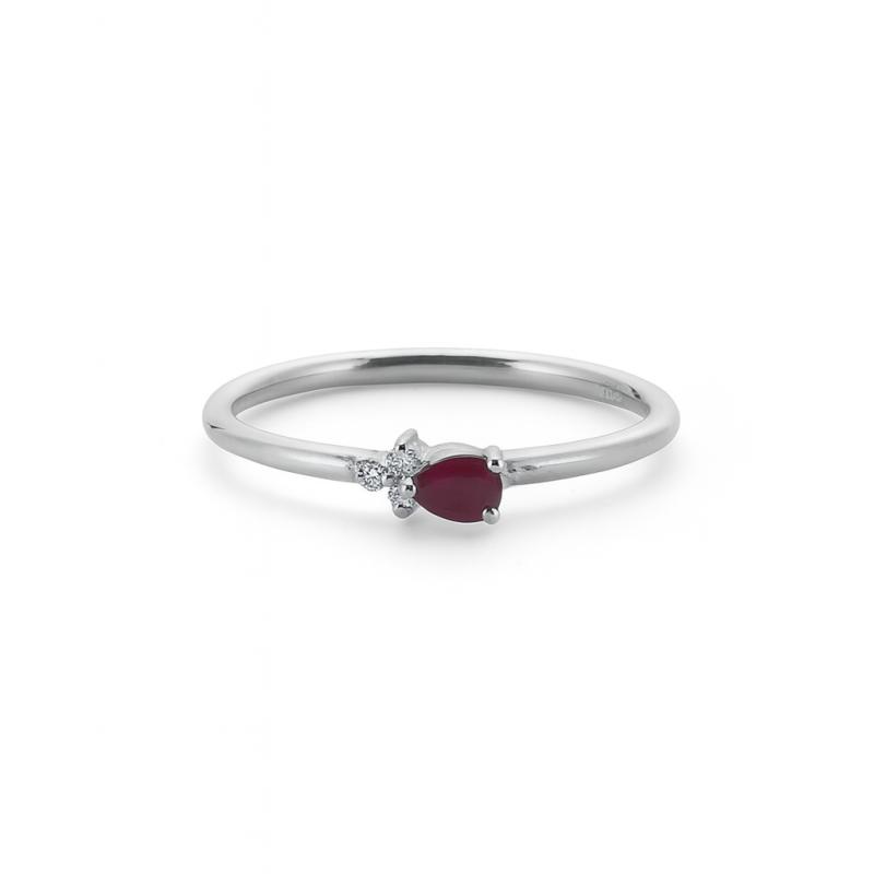 Pear-Shaped Ruby and Diamond Ring