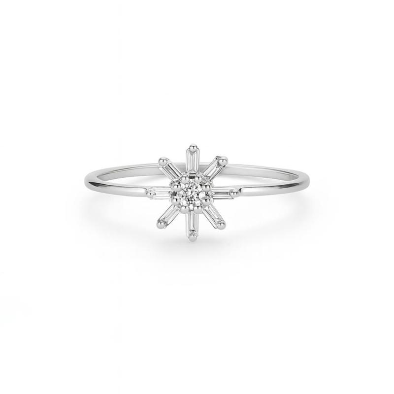 Baguette Flower Diamond Ring