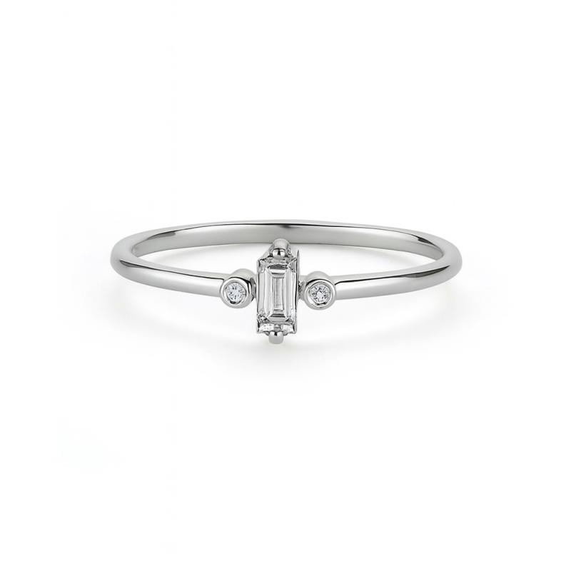 Halo Baguette Diamond Ring