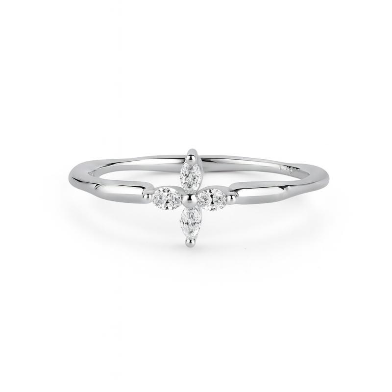 Marquise Four-Leaf Flower Diamond Ring