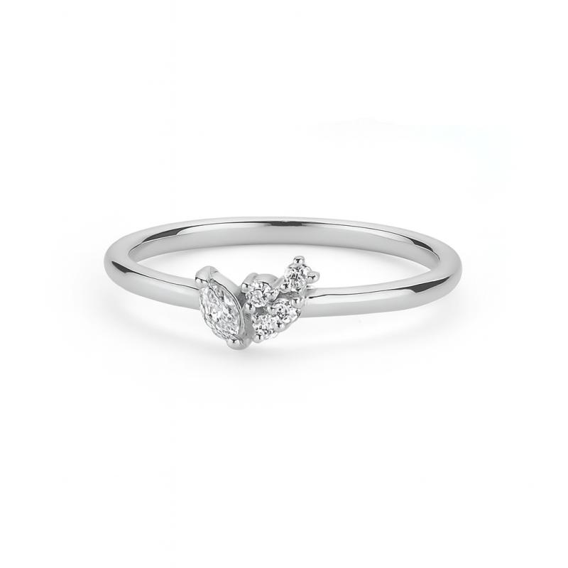 Modern Minimal Marquise and Round Diamond Ring