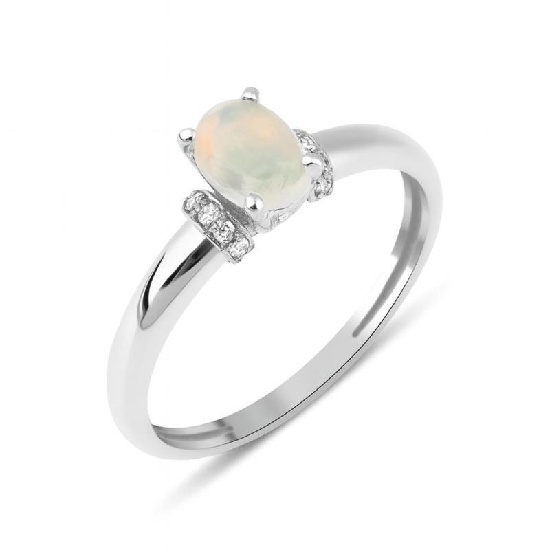 Oval Opal and Diamond Ring