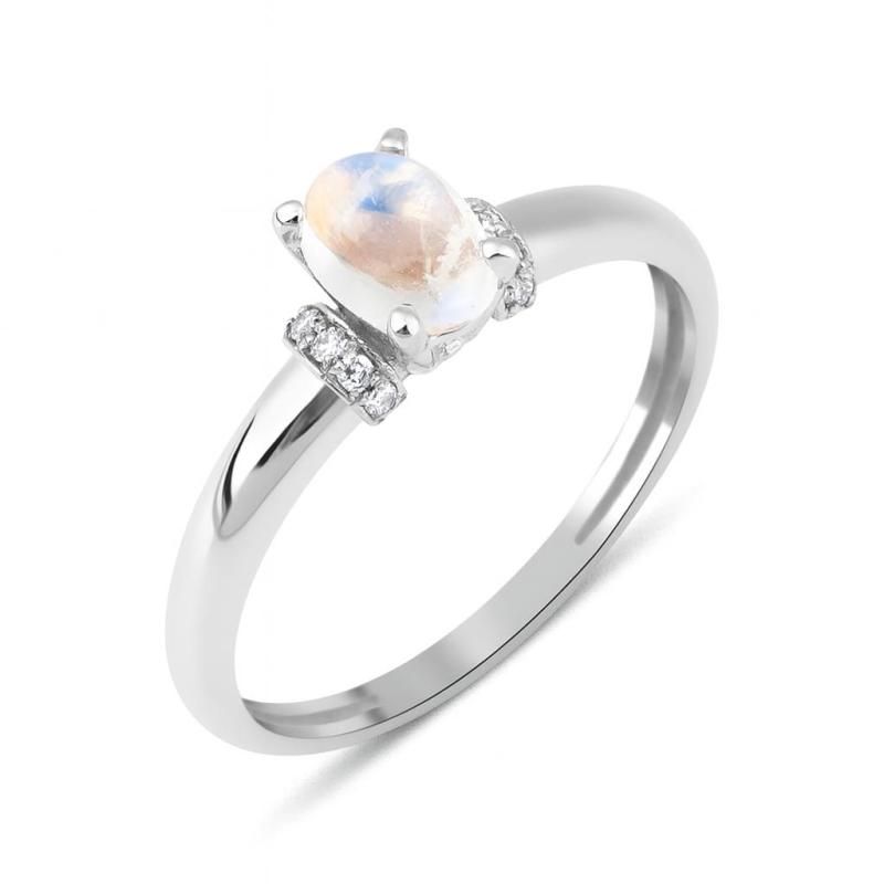 Oval Moonstone and Diamond Ring