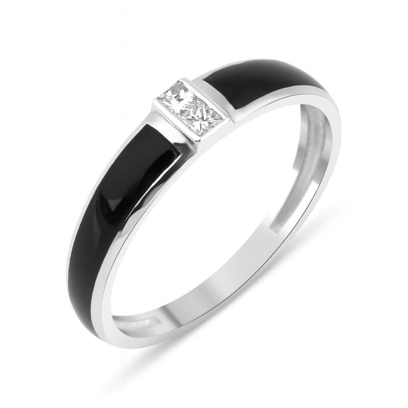 Double Princess Cut Diamond Colored Enamel Ring