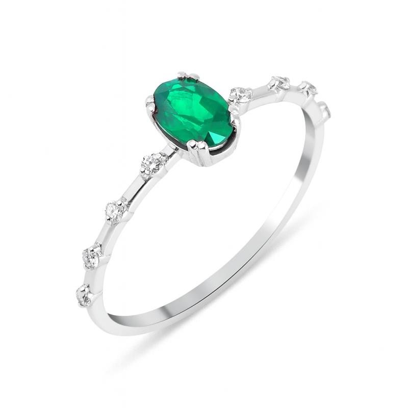 Oval Emerald and Diamond Ring